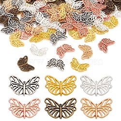 90Pcs 6 Colors Alloy Hollow Connector Charms, Butterfly Links, Mixed Color, 13x18.5x1.5mm, Hole: 0.9mm, 15pcs/color(FIND-TA0003-45)