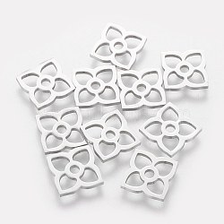 201 Stainless Steel Charms, Clover, Stainless Steel Color, 13x13x1mm, Hole: 2mm(STAS-Q201-T176)