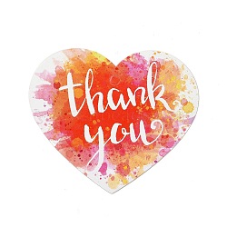 Coated Paper Thank You Greeting Card, Heart with Word Thank You Pattern, for Thanksgiving Day, Orange Red, 60x70x0.3mm, Hole: 4mm, 30pcs/bag(DIY-C070-01D)