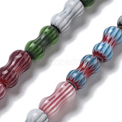 Handmade Millefiori Lampwork Beads Strands, Peanut, Mixed Color, 11~12x6~7mm, Hole: 0.8mm, about 31pcs/strand, 13.78~13.86 inch(35~35.2cm)(LAMP-F035-04)