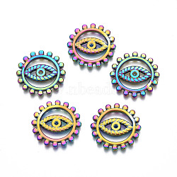 Rack Plating 304 Stainless Steel Connector Rhinestone Settings, Sun with Eye, Multi-color, Fit For 1.6mm Rhinestone, 20x1.5mm(STAS-N098-056)