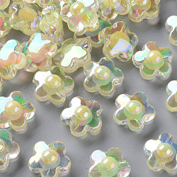 Transparent Acrylic Beads, Bead in Bead, AB Color, Flower, Light Yellow, 16.5x17x9.5mm, Hole: 2.5mm, about 390pcs/500g(TACR-S152-09B-07)