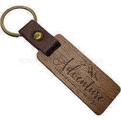 Walnut Wood Keychain, Key Chain Tags, Wood Photo Keychains for DIY Gift, with Alloy Key Ring, Mountain, 110~115x25~27mm(KEYC-WH0044-001)