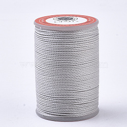 Waxed Polyester Cord, Micro Macrame Cord, Twisted Cord, Round, Silver, 1mm, about 57.96~65.62 Yards(53~60m)/Roll(YC-N010-01I)