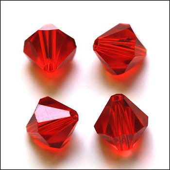 Imitation Austrian Crystal Beads, Grade AAA, Faceted, Bicone, Red, 6x6mm, Hole: 0.7~0.9mm