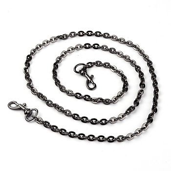 Iron Chain Bag Strap, with Alloy Swivel Clasps, Bag Replacement Accessories, Gunmetal, 106.4~108.5x0.7x0.7cm