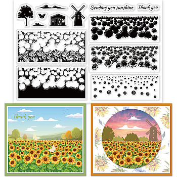 PVC Plastic Stamps, for DIY Scrapbooking, Photo Album Decorative, Cards Making, Stamp Sheets, Sunflower Pattern, 16x11x0.3cm