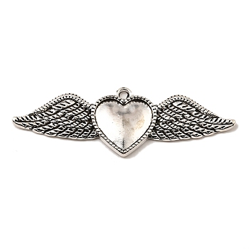 Tibetan Style Alloy Pendants, Cadmium Free & Lead Free, Heart with Wings, Antique Silver, 18x53.5x2.5mm, Hole: 1.8mm, about 234pcs/1000g