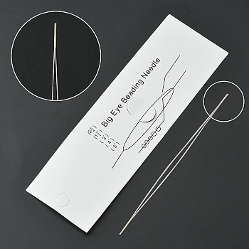 Stainless Steel Collapsible Big Eye Beading Needles, Seed Bead Needle, Beading Embroidery Needles for Jewelry Making, Stainless Steel Color, 5.8x0.02cm
