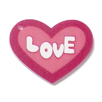 Opaque Acrylic Pendants, Heart, 27x23x2mm, Hole: 1.2mm