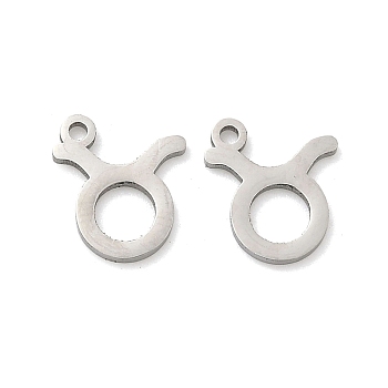 304 Stainless Steel Constellation Pendants, Taurus Charm, 10x9x1mm, Hole: 1.2mm