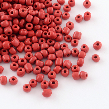8/0 Glass Seed Beads, Opaque Colours Seed, Small Craft Beads for DIY Jewelry Making, Round, Round Hole, Crimson, 8/0, 3mm, Hole: 1mm, about 1111pcs/50g, 50g/bag, 18bags/2pounds
