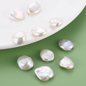 Natural Keshi Pearl Beads, Cultured Freshwater Pearl, No Hole/Undrilled, Nuggets, Seashell Color, 14~18x11.5~15.5x4.5~8mm