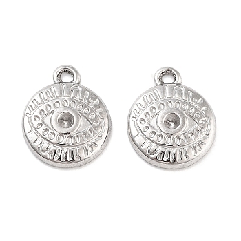 Non-Tarnish 304 Stainless Steel Pendant Rhinestone Settings, Flat Round, Stainless Steel Color, 14.5x12x2.5mm, Hole: 1.5mm, Fit for 1.8mm Rhinestone