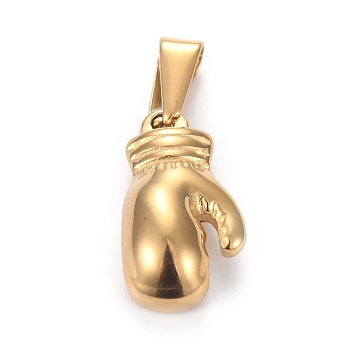 304 Stainless Steel Pendants, Boxing Gloves, Golden, 19x10.5x6mm, Hole:7.5x3mm