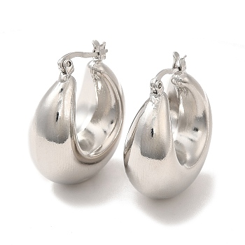Rack Plating Brass Crescent Moon Hoop Earrings for Women, Lead Free & Cadmium Free, Platinum, 29x25x12mm, Pin: 0.6x1mm