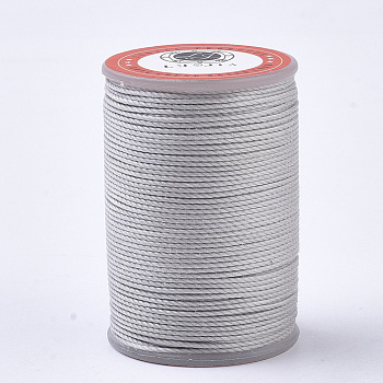 Waxed Polyester Cord, Micro Macrame Cord, Twisted Cord, Round, Silver, 1mm, about 57.96~65.62 Yards(53~60m)/Roll