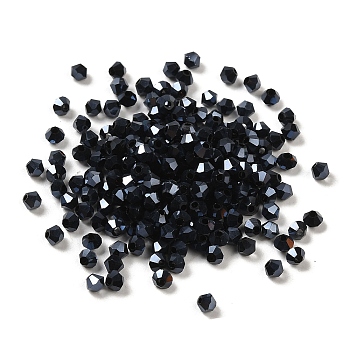 Transparent Glass Beads, Faceted, Bicone, Midnight Blue, 3.5x3.5x3mm, Hole: 0.8mm, 720pcs/bag. 