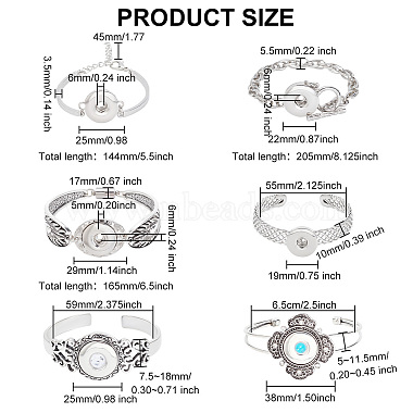 6Pcs 6 Style Alloy Interchangeable Snap Link Cuff Bangles & Charm Bracelets Settings(DIY-DR0001-06)-2