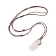 Natural Rose Quartz Nugget Pendant Necklace with Waxed Cord for Women(NJEW-F306-01G)-2