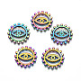 Rack Plating 304 Stainless Steel Connector Rhinestone Settings, Sun with Eye, Multi-color, Fit For 1.6mm Rhinestone, 20x1.5mm
