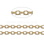 Brass Cable Chains, Soldered, with Spool, Oval, Cadmium Free & Nickel Free & Lead Free, Long-Lasting Plated, Golden, 2x1.5x0.35mm, about 32.8 Feet(10m)/roll(X-CHC-034Y-G)
