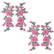 Computerized Embroidery Cloth Sew on Patches, Peony Flower Appliques, Ornament Accessories, Camellia, 289x110x4mm(DIY-WH0399-90)