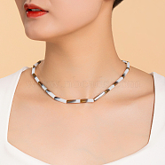 Geometric Pattern Resin Rectangle Collarbone Necklace, Women's Fashion Accessory, White, 16.54 inch(42cm)(LF1636)