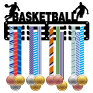 Sports Theme Iron Medal Hanger Holder Display Wall Rack, with Screws, Basketball Pattern, 130x290mm(ODIS-WH0055-010)