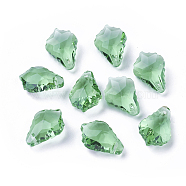Faceted Glass Pendants, Leaf, Dark Sea Green, 16x11x6mm, Hole: 1.5mm(GLAA-F068-C23-01)
