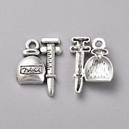 Tibetan Style Alloy Pendants, Infusion Bottle with Work Drum, Antique Silver, 18x14x3mm, Hole: 1.6mm(TIBEP-WH0002-08AS)