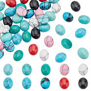 Elite 48pcs 8 colors Dyed Synthetic Turquoise Cabochons, Oval, Mixed Color, 10x8x3.5mm, 6pcs/color(G-PH0036-03)