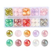 70Pcs 10 Colors Translucent Resin Beads, Glitter Beads, Round, Mixed Color, 8x7.5mm, Hole: 1.8mm, 7pcs/color,(RESI-YW0001-74)