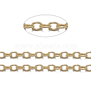 Brass Cable Chains, Soldered, with Spool, Oval, Cadmium Free & Nickel Free & Lead Free, Long-Lasting Plated, Golden, 2x1.5x0.35mm, about 32.8 Feet(10m)/roll(X-CHC-034Y-G)