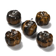 Natural Tiger Eye Bell Pepper Figurines, for Home Desktop Decoration, with Alloy Findings, 29x30mm(G-Q190-02P-05)