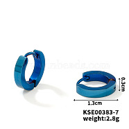 Fashionable Titanium Steel Mirror Polished Hoop Earrings for Hip-hop Street Style, Blue, 13x3mm(WQ4489-8)