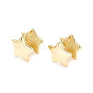 Brass Star Hoop Earrings for Women, Cadmium Free & Nickel Free & Lead Free, Real 18K Gold Plated, 13x14x12mm, Pin: 0.8mm(EJEW-P196-16G)