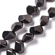 Full Plated Electroplate Glass Beads, Polygon, Gunmetal, 15.5~16x15.5x10~10.5mm, Hole: 1mm, about 50~51pcs/strand, 27.95''~29.13''(71~74cm)(EGLA-Q066-FP01)