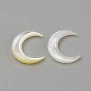 Natural White Shell Mother of Pearl Shell Cabochons, Moon, Seashell Color, 12x11.5x2mm(SHEL-S267-04B)
