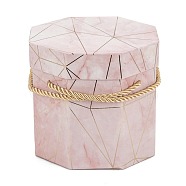 Valentine's Day Marble Texture Pattern Paper Gift Boxes, with Rope Handles, for Gift Packaging, Octagon, Pink, 13.3x12.6x11.8cm(CON-C005-02C-03)