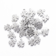 201 Stainless Steel Charms, Clover, Stainless Steel Color, 10x8x0.8mm, Hole: 1.2mm(STAS-L197-20P)