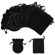 60Pcs 2 Style Velvet Bags, Drawstring Jewelry Pouches, Rectangle & Calabash Shape, Black, 9x7cm, 30pcs/style(TP-HY0001-11)