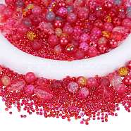 Glass Beads, Round & Starfish & Fish & Rondelle, Mixed Style, FireBrick, 2.5~14x2.5~13.5x2~8.5mm, Hole: 1~1.4mm, about 200~300pcs/bag, 2bags/box(GLAA-SZ0001-94H)