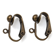 Brass Clip-on Earring Findings, Nickel Free, Antique Bronze, 17x14x7mm, Hole: 1mm(KK-E491-AB-NF)