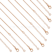 12Pcs 2 Style Brass Round Snake Chain Necklaces Set, Light Gold, 18.5~24.4 inch(47.2~62.2cm), 6Pcs/style(MAK-NB0001-17)