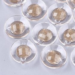 Acrylic Shank Buttons, with Glitter Powder, Flat Round, Camel, 25x8.5mm, Hole: 1.5mm(BUTT-S024-11D)