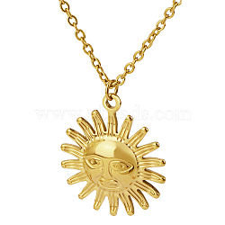 Stylish Stainless Steel Sun Pendant Necklaces for Women, Real 18K Gold Plated, 17.72 inch(45cm)(EQ3081-1)