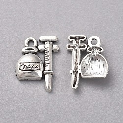 Tibetan Style Alloy Pendants, Infusion Bottle with Work Drum, Antique Silver, 18x14x3mm, Hole: 1.6mm(TIBEP-WH0002-08AS)