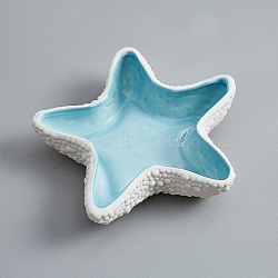 Starfish Ceramics Jewelry Plates, Jewelry Plate, Storage Tray for Rings, Necklaces, Earring, Aqua, 155x150x36mm(WG73918-01)