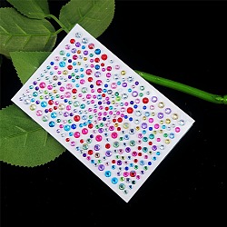Self Adhesive Acrylic Rhinestone Stickers, for DIY Scrapbooking and Craft Decoration, Round, Colorful, 30~50mm, 323pcs/sheet(STIC-PW0012-04B-02)